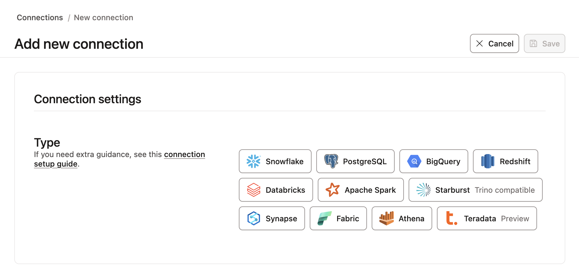 Choose a connection Choose a connection