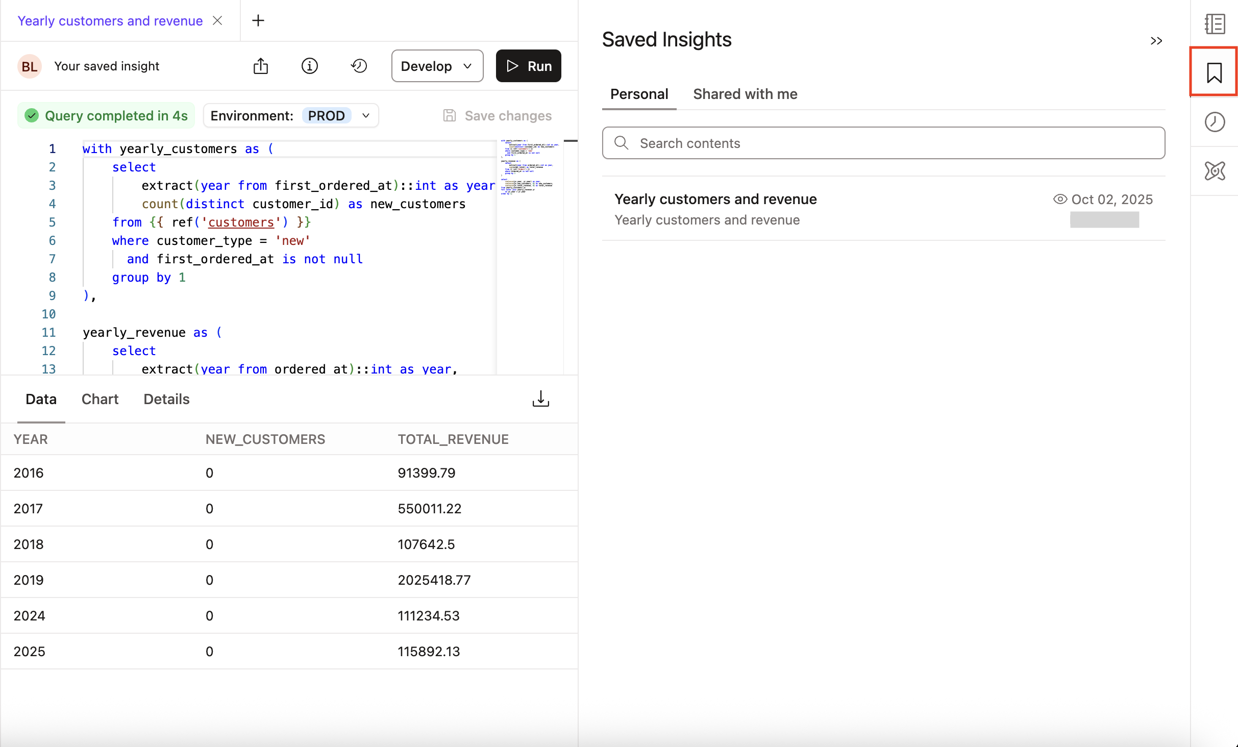 Manage your query bookmarks